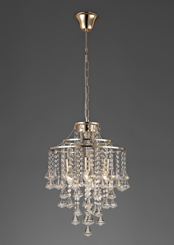 Pendant 4 Light French Gold/Crystal - Click Image to Close